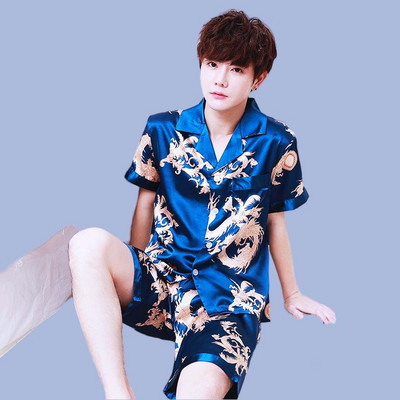 Muški ljetni komplet pidžama kratkih rukava majica kratkih rukava kratke hlače 2 komada/komplet Seksi pidžama s printom na pruge Velika kućna odjeća Cozy PJS