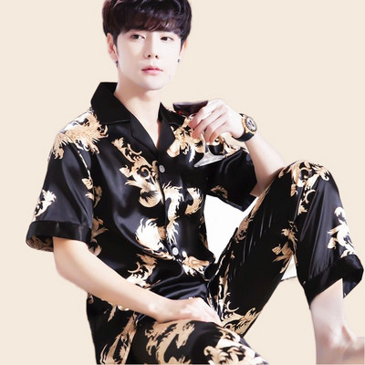 Muški ljetni komplet pidžama kratkih rukava majica kratkih rukava kratke hlače 2 komada/komplet Seksi pidžama s printom na pruge Velika kućna odjeća Cozy PJS