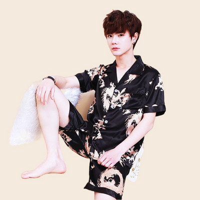 Muški ljetni komplet pidžama kratkih rukava majica kratkih rukava kratke hlače 2 komada/komplet Seksi pidžama s printom na pruge Velika kućna odjeća Cozy PJS