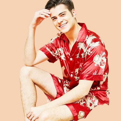 Muški ljetni komplet pidžama kratkih rukava majica kratkih rukava kratke hlače 2 komada/komplet Seksi pidžama s printom na pruge Velika kućna odjeća Cozy PJS