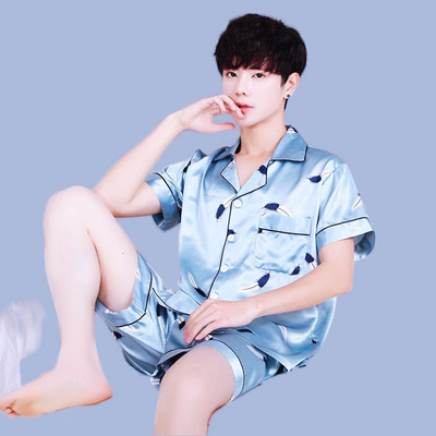 Muški ljetni komplet pidžama kratkih rukava majica kratkih rukava kratke hlače 2 komada/komplet Seksi pidžama s printom na pruge Velika kućna odjeća Cozy PJS