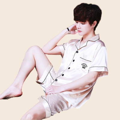 Muški ljetni komplet pidžama kratkih rukava majica kratkih rukava kratke hlače 2 komada/komplet Seksi pidžama s printom na pruge Velika kućna odjeća Cozy PJS