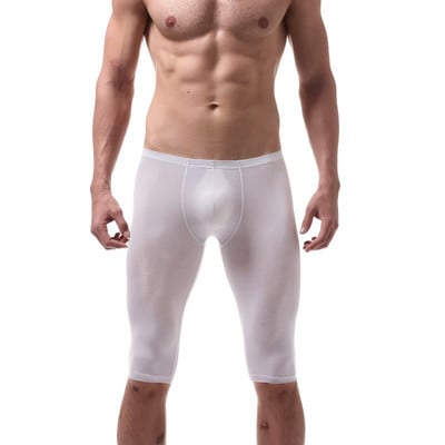 Мъжки пижами Ice Silk Ultra-thin Sleep Body Body U-convex Pants Клинове Секси летни пижами Нощница Спално облекло Средни панталони