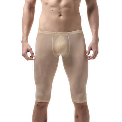 Мъжки пижами Ice Silk Ultra-thin Sleep Body Body U-convex Pants Клинове Секси летни пижами Нощница Спално облекло Средни панталони