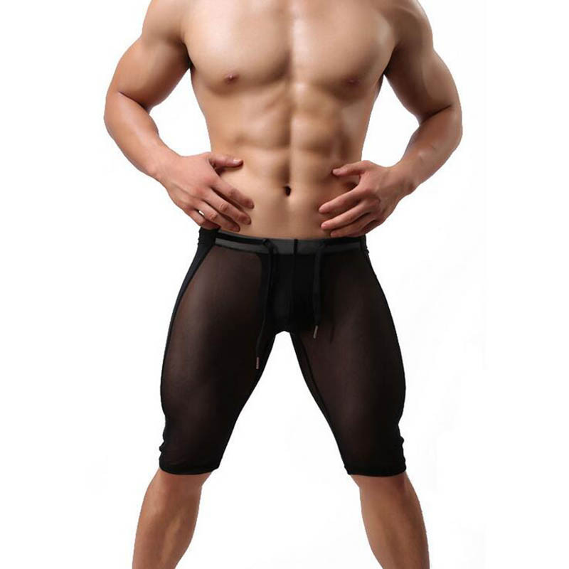 KWAN.Z muška prozirna pidžama brand-clothing prozirna celos seksi mrežasta pidžama za muškarce spavaćica svilene široke hlače muška spavaćica