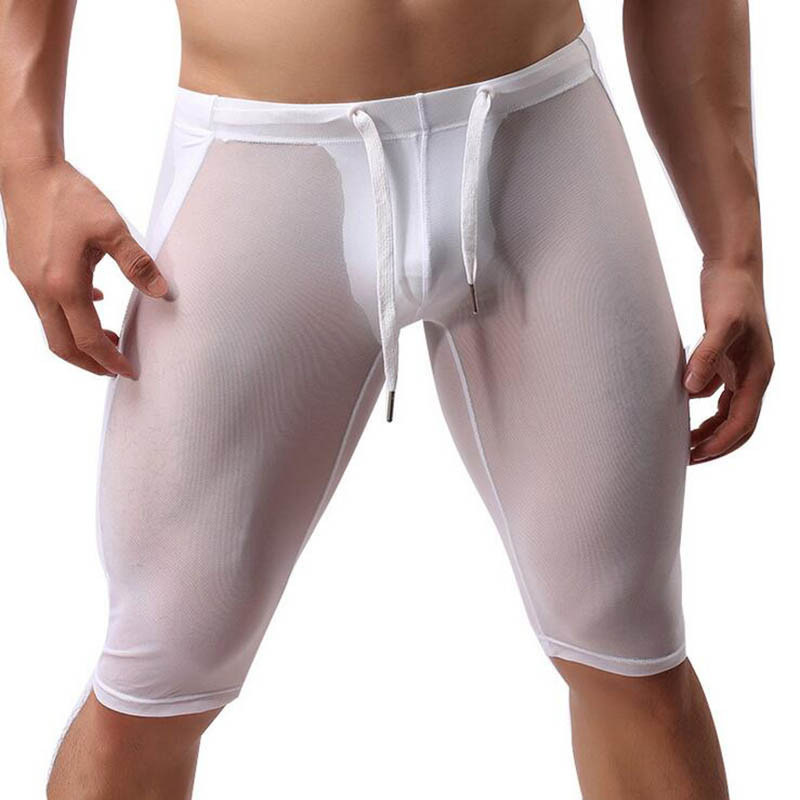 KWAN.Z muška prozirna pidžama brand-clothing prozirna celos seksi mrežasta pidžama za muškarce spavaćica svilene široke hlače muška spavaćica