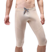 Ανδρικό διαφανές παντελόνι ύπνου Ice μεταξωτό διαφανές σορτς Pantalon πιτζάμα Homme Σέξι εξαιρετικά λεπτό μακρύ μπόξερ Sleepwear Παντελόνι γυμναστικής