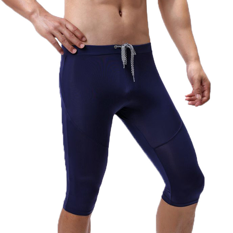 Ανδρικό διαφανές παντελόνι ύπνου Ice μεταξωτό διαφανές σορτς Pantalon πιτζάμα Homme Σέξι εξαιρετικά λεπτό μακρύ μπόξερ Sleepwear Παντελόνι γυμναστικής