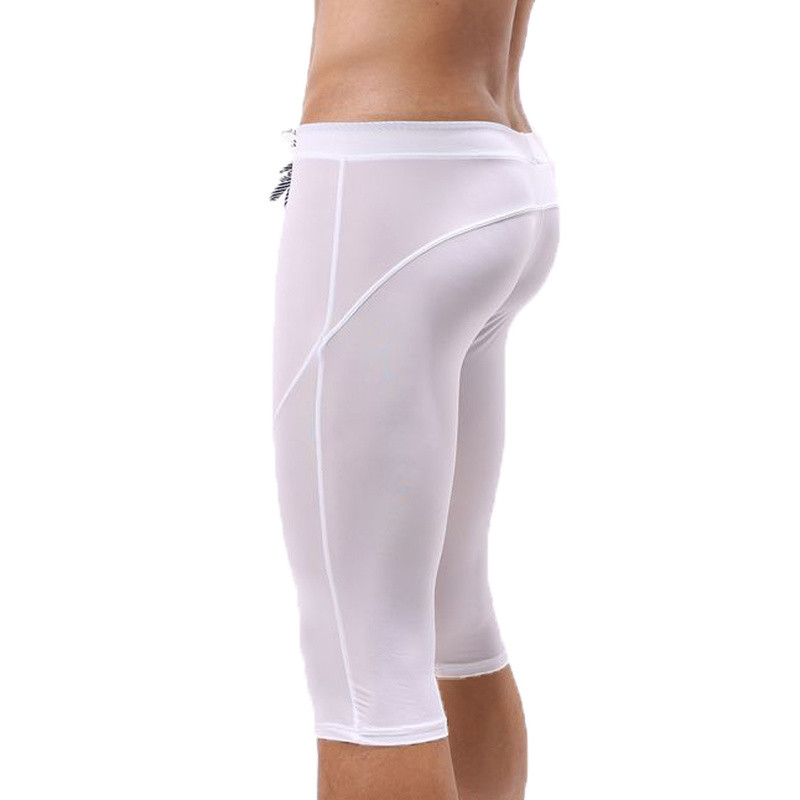 Ανδρικό διαφανές παντελόνι ύπνου Ice μεταξωτό διαφανές σορτς Pantalon πιτζάμα Homme Σέξι εξαιρετικά λεπτό μακρύ μπόξερ Sleepwear Παντελόνι γυμναστικής