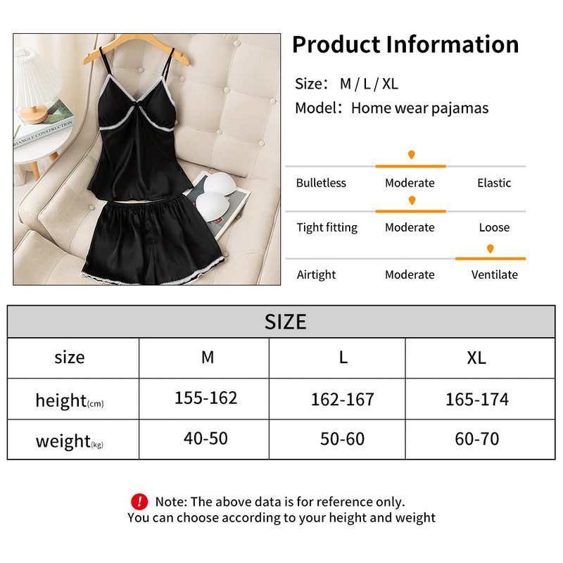 Sieviešu slings+šorti pidžamas komplekts bez piedurknēm īss naktskrekls naktskrekls šortu komplekts naktskrekls sieviešu naktskrekli ikdienas mājas apģērbs ar polsterējumu