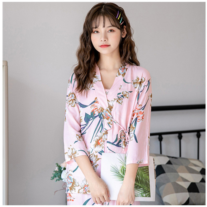 Naise pidžaamakomplekt Sling Pehme pidžaama 3 Peices Lillemustriga naiste magamisriided pikkade varrukatega hingav seksikas rüü koduriided