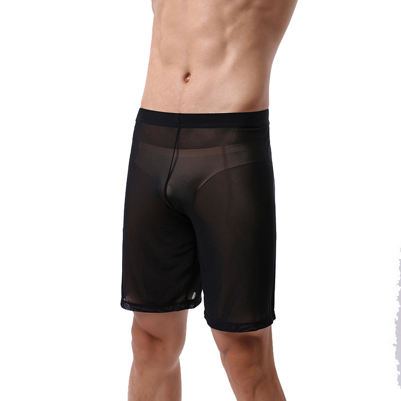 Seksīgas vīriešu sieta, caurredzamas apakšas, ikdienišķas guļamveļa bikses, vīriešu, vaļīgas, dobas, īpaši plānas pidžamas, īsas miega bikses