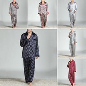 Meeste suvine imitatsioon siidist pidžaamakomplekt Trükisärk Pikad püksid Magamisriided Öörõivad