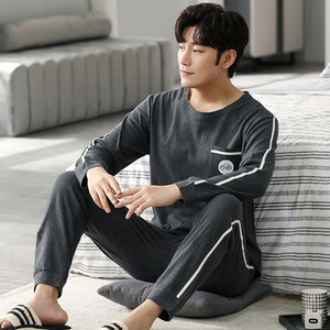 Νέες ανοιξιάτικες και φθινοπωρινές ανδρικές πιτζάμες δύο τεμαχίων πλεκτές βαμβακερές casual φαρδιά ρούχα για αγόρια στο σπίτι μόδα ανδρικά ρούχα