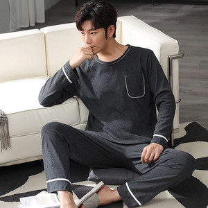 Νέες ανοιξιάτικες και φθινοπωρινές ανδρικές πιτζάμες δύο τεμαχίων πλεκτές βαμβακερές casual φαρδιά ρούχα για αγόρια στο σπίτι μόδα ανδρικά ρούχα