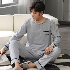 Νέες ανοιξιάτικες και φθινοπωρινές ανδρικές πιτζάμες δύο τεμαχίων πλεκτές βαμβακερές casual φαρδιά ρούχα για αγόρια στο σπίτι μόδα ανδρικά ρούχα