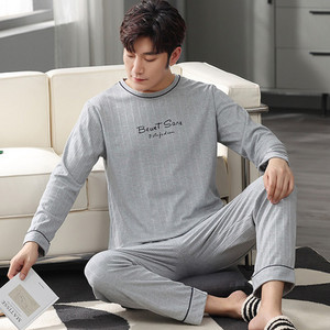 Νέες ανοιξιάτικες και φθινοπωρινές ανδρικές πιτζάμες δύο τεμαχίων πλεκτές βαμβακερές casual φαρδιά ρούχα για αγόρια στο σπίτι μόδα ανδρικά ρούχα