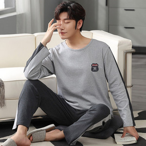 Νέες ανοιξιάτικες και φθινοπωρινές ανδρικές πιτζάμες δύο τεμαχίων πλεκτές βαμβακερές casual φαρδιά ρούχα για αγόρια στο σπίτι μόδα ανδρικά ρούχα