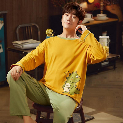 Σετ ύπνου Νυχτικό Βαμβακερά Ανδρικά Πυζόνια Φθινοπωρινά νέα κοστούμια πιτζάμες Νυχτικά Μακρυμάνικα οικεία εσώρουχα Αντρικά ρούχα για το σπίτι