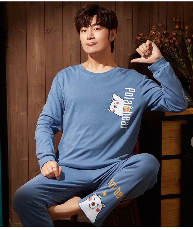 Σετ ύπνου Νυχτικό Βαμβακερά Ανδρικά Πυζόνια Φθινοπωρινά νέα κοστούμια πιτζάμες Νυχτικά Μακρυμάνικα οικεία εσώρουχα Αντρικά ρούχα για το σπίτι