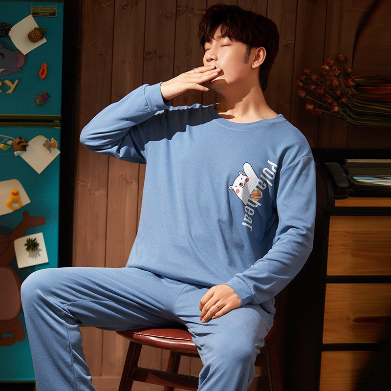 Σετ ύπνου Νυχτικό Βαμβακερά Ανδρικά Πυζόνια Φθινοπωρινά νέα κοστούμια πιτζάμες Νυχτικά Μακρυμάνικα οικεία εσώρουχα Αντρικά ρούχα για το σπίτι