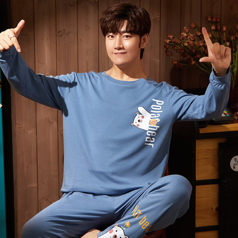 Σετ ύπνου Νυχτικό Βαμβακερά Ανδρικά Πυζόνια Φθινοπωρινά νέα κοστούμια πιτζάμες Νυχτικά Μακρυμάνικα οικεία εσώρουχα Αντρικά ρούχα για το σπίτι