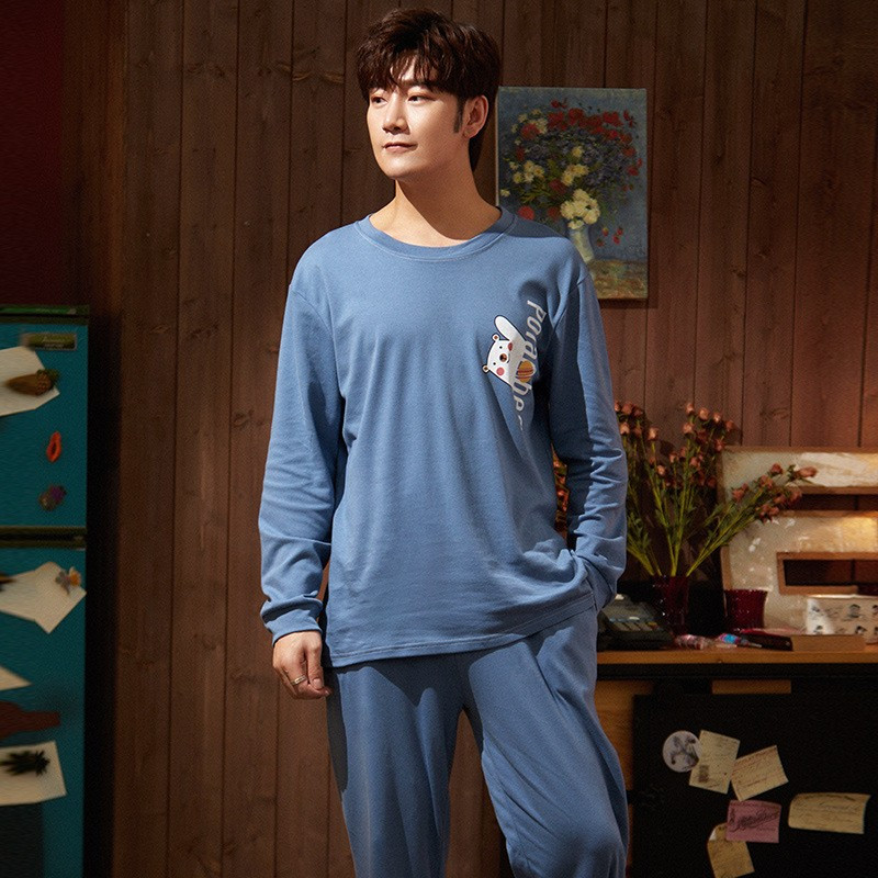 Σετ ύπνου Νυχτικό Βαμβακερά Ανδρικά Πυζόνια Φθινοπωρινά νέα κοστούμια πιτζάμες Νυχτικά Μακρυμάνικα οικεία εσώρουχα Αντρικά ρούχα για το σπίτι