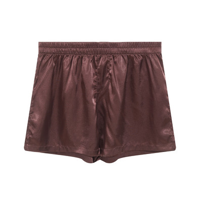 #S-XL Pánske elastické pásové saténové nohavičky na spanie, šortky, jednofarebná spodná bielizeň, mäkké boxerky, domáce oblečenie, nočné prádlo