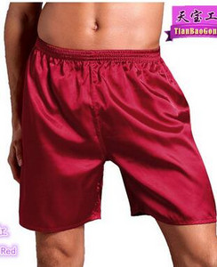 Szilárd férfi alvó alsó poplin selyem öt nadrág gumírozott derék kauzális bő molett vékony férfi nappali nadrág