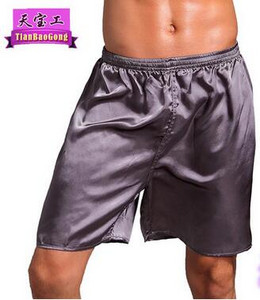 Szilárd férfi alvó alsó poplin selyem öt nadrág gumírozott derék kauzális bő molett vékony férfi nappali nadrág