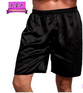 Szilárd férfi alvó alsó poplin selyem öt nadrág gumírozott derék kauzális bő molett vékony férfi nappali nadrág