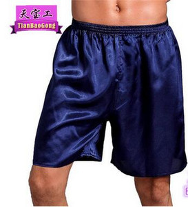 Szilárd férfi alvó alsó poplin selyem öt nadrág gumírozott derék kauzális bő molett vékony férfi nappali nadrág