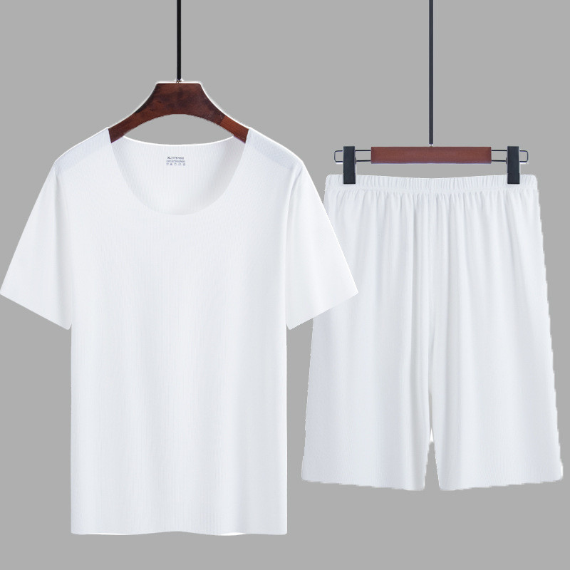 Apģērbs ar plāniem kakla izgriezumiem bezšuvju vasaras piedurknēm Īsas vīriešu ikdienas mājas uzvalku komplekti šorti Summer Crew vīriešu guļamveļa, valkāt pidžamas