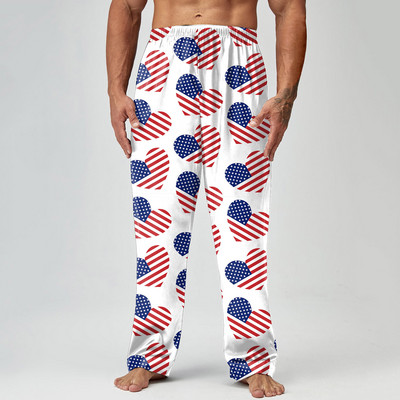 Άνδρες Άνοιξη Καλοκαίρι Ημέρα Ανεξαρτησίας Εκτύπωση Παντελόνι Πυτζάμες Μακρύ Παντελόνι Casual Παντελόνι Κάλτσα Δώρο Αγόρι
