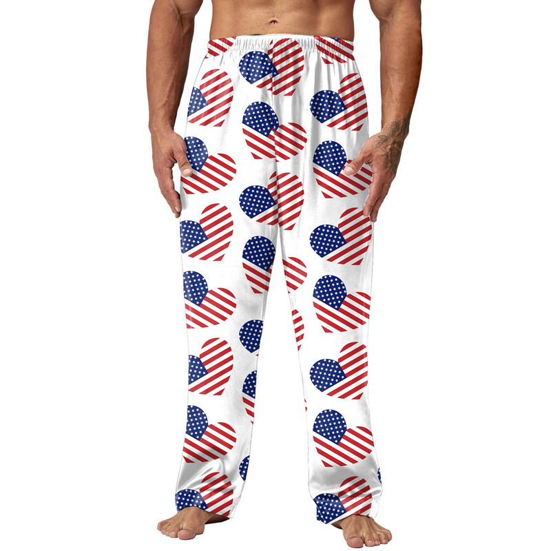 Άνδρες Άνοιξη Καλοκαίρι Ημέρα Ανεξαρτησίας Εκτύπωση Παντελόνι Πυτζάμες Μακρύ Παντελόνι Casual Παντελόνι Κάλτσα Δώρο Αγόρι