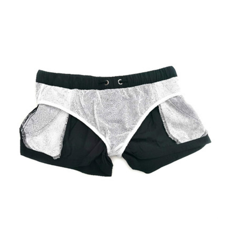 Nyári férfi alvó alsó poliészter alkalmi, légáteresztő, gyorsan száradó pizsama boxer rövidnadrág divatos férfi otthoni hálós bélésű fehérnemű