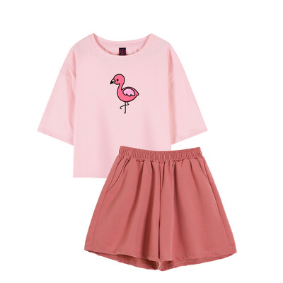 100% pamut pizsama szett női rövid ujjú aranyos kawaii nyomott pizsama lányoknak alkalmi rövidnadrág póló hálóruha hálóruha szett Femme