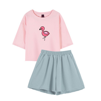 100% pamut pizsama szett női rövid ujjú aranyos kawaii nyomott pizsama lányoknak alkalmi rövidnadrág póló hálóruha hálóruha szett Femme