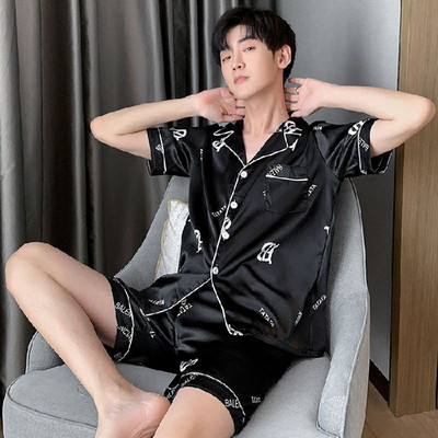 Új férfi pizsama szettek nyári férfi nagy L-5XL selyem pizsama rövidnadrágok alvóruha pizsama pizsama mujer pizsama kétrészes nappali ruha