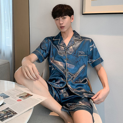 Új férfi pizsama szettek nyári férfi nagy L-5XL selyem pizsama rövidnadrágok alvóruha pizsama pizsama mujer pizsama kétrészes nappali ruha