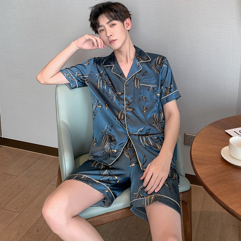 Új férfi pizsama szettek nyári férfi nagy L-5XL selyem pizsama rövidnadrágok alvóruha pizsama pizsama mujer pizsama kétrészes nappali ruha