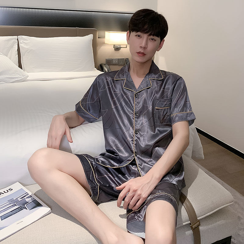 Új férfi pizsama szettek nyári férfi nagy L-5XL selyem pizsama rövidnadrágok alvóruha pizsama pizsama mujer pizsama kétrészes nappali ruha