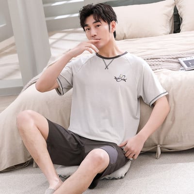 Νεότερα ανδρικά σετ πιτζάμες Lounge Wear Fashion Modal Πιτζάμες Καλοκαιρινά κοντομάνικα μασίφ νυχτικά 3XL