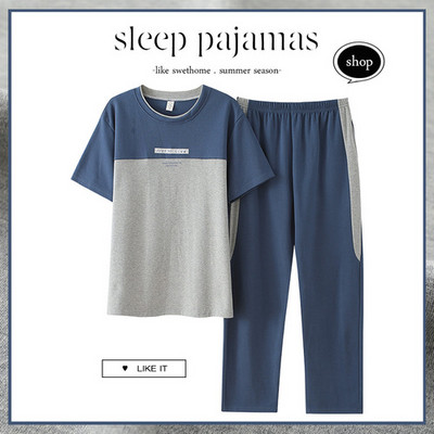 Σετ πιτζάμες Ανδρικά κοντομάνικα ριγέ κινούμενα σχέδια με στάμπα χαλαρά υπνοδωμάτια αναψυχής μόδας καρό βαμβακερό λαιμόκοψη Άνετο, απαλό, απλό ανδρικό