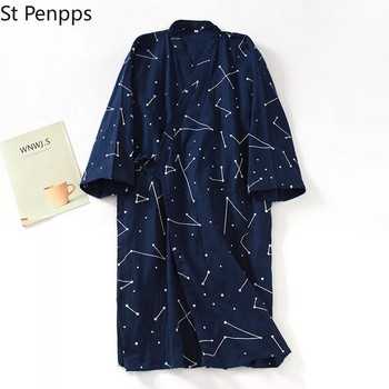 Мъжко памучно спално облекло Лятна тънка памучна есенна нощница Двойка Японско традиционно облекло Мъжко кимоно Юката Дълга нощница