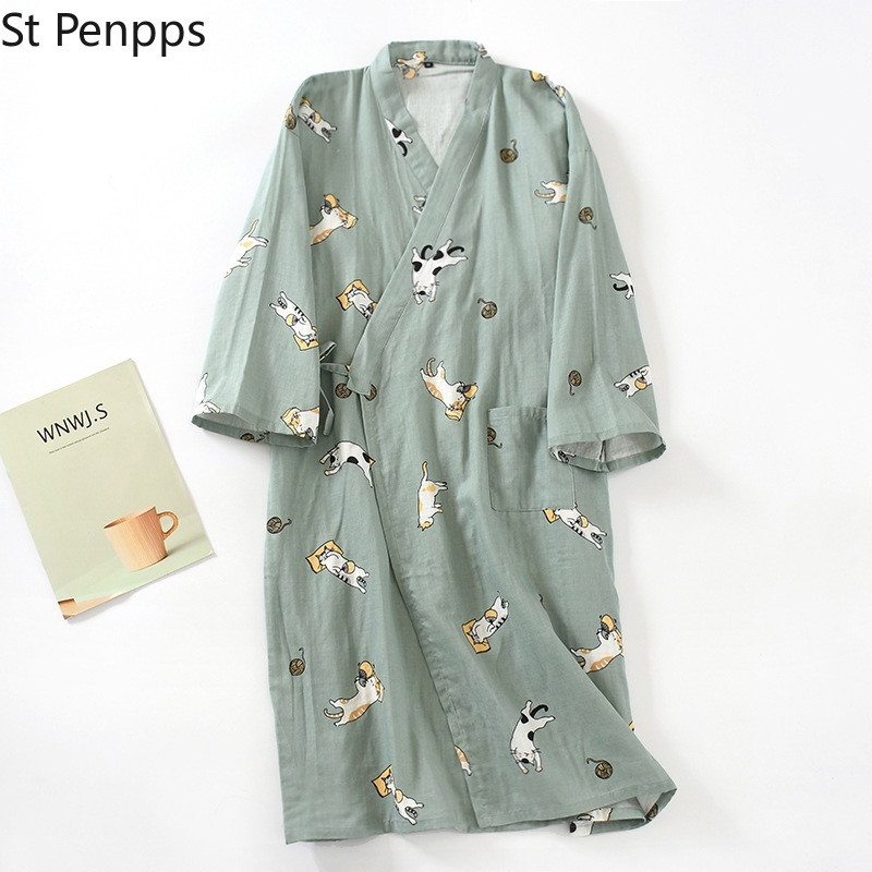 Vīriešu kokvilnas guļamveļa Vasaras plāns Kokvilnas rudens naktskrekls Pāris Japāņu tradicionāls apģērbs Vīriešu kimono Yukata Gara naktskleita