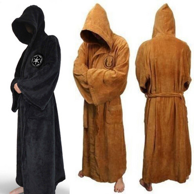 Vīriešu flaneļa halāts Vīriešu ar kapuci bieza zvaigžņu rīta kleita Jedi Empire vīriešu peldmētelis ziemas garš halāts Vīriešu peldmēteļi mājas apģērbi