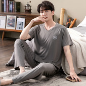 2GAB Vīriešu pidžamu komplekti T-krekli un bikšu pidžamas guļamveļa Kokvilnas guļamtērps Apakšveļa Naktsveļa atpūtas apģērbs Liela izmēra mājas apģērbs