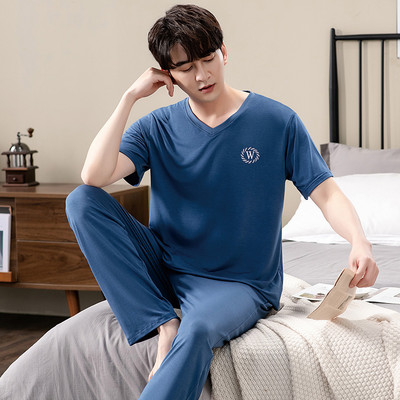 2GAB Vīriešu pidžamu komplekti T-krekli un bikšu pidžamas guļamveļa Kokvilnas guļamtērps Apakšveļa Naktsveļa atpūtas apģērbs Liela izmēra mājas apģērbs