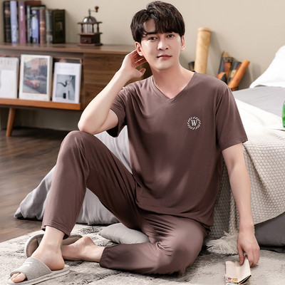 2GAB Vīriešu pidžamu komplekti T-krekli un bikšu pidžamas guļamveļa Kokvilnas guļamtērps Apakšveļa Naktsveļa atpūtas apģērbs Liela izmēra mājas apģērbs